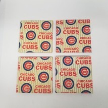 Vintage 1980s Chicago Cubs 4&quot; Bar Coaster Set of 4, Unique Homemade Set - £19.69 GBP