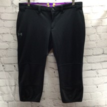 Under Armour Black Pants Cropped Capri Womens Sz L 100% Polyester - $22.76
