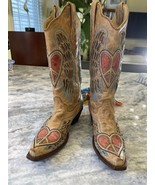 Women’s Vintage  tan Corral leather cowboy inlay boots size 6.5 M us  - $165.00
