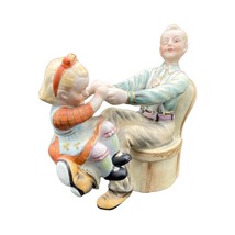 Vintage Shafford Daddy and Daughter Figurine Horse Ride Bisque Porcelain - £38.91 GBP