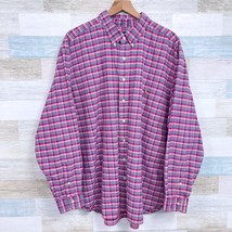 Ralph Lauren Oxford Plaid Button Down Shirt Pink Long Sleeve Mens 3XB 3X Big - £46.71 GBP