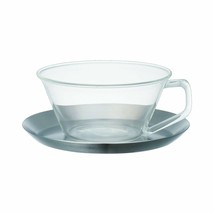 Kinto Cast Tea Cup &amp; Saucer - Glass Cup &amp; Stainless Steel Saucer - £18.24 GBP