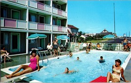 Dennis Port MA 1971 postcard, Sealord Resort Motel Pool, retro bathing suits D1 - £5.87 GBP