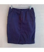 Anthropologie Maeve Pencil Skirt Navy Blue Red Stitching Sz 2 Zip Pocket... - $18.16