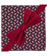 TOMMY HILFIGER Red Self Bow Tie Santa Claus Christmas Pocket Square Silk... - £19.65 GBP