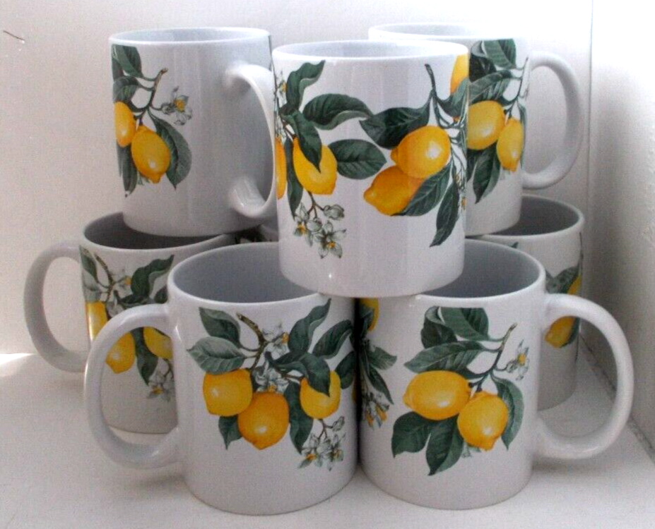 8X Royal Norfolk Tuscan Lemon Coffee Cups Mugs - $69.29