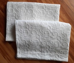 Pair of Charter Club Standard Pillow Shams ~ White Quilted Woven Matelasse Style - $34.60