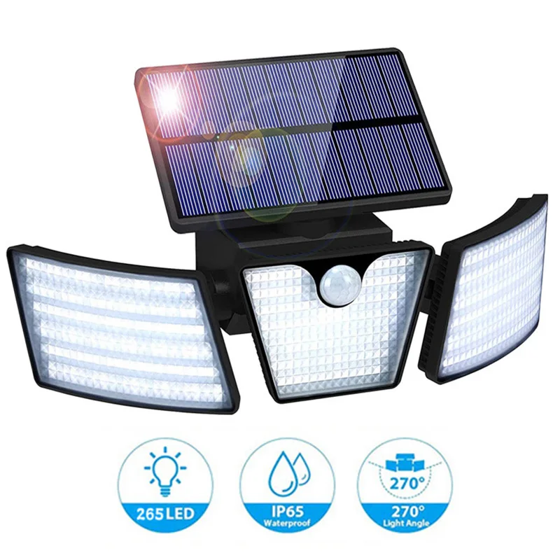 Solar Light 265 Led Human Body Infrared Head Induction Street Lamp Outdoor Court - £186.10 GBP