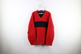 Vintage 90s Gap Mens Large Faded Color Block Heavyweight Fleece Sweater Red - £38.89 GBP