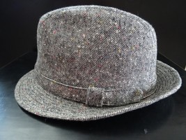 Dorfman Pacific Fedora Hat Mens M Gray Colored Speckles Tweed Wool Blend... - $18.69