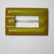 Vintage Bakelite Slide Belt Buckle Chartreuse Yellow-Green Rippled Recta... - £19.68 GBP