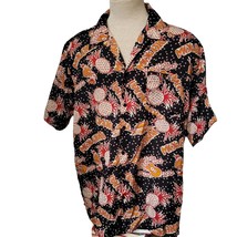 On Shore Mens XL Hawaiian Shirt Pineapples Hawaii Oahu Black Red - $19.59