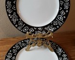 Pier 1 Black &amp; White Abstract Design Dinner Plates 10¼&quot; Set Of 2 - $29.99