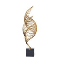 Anyhouz 46cm Spiral Leaves Luxury Gold Metal Tabletop Home Decor Modern Art Livi - £98.24 GBP