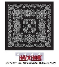 Hav a hank XL Grande Súper Gran Tamaño Negro Paisley 27&quot; Bandana Cabeza Cuello - £7.50 GBP