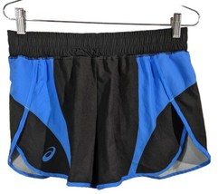 Asics Split Shorts Womens Track Running Medium Black Blue Lined - $34.10