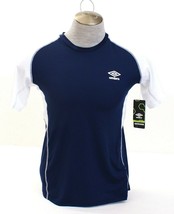 Umbro Blue &amp; White Crew Neck Short Sleeve Athletic Training Shirt Men&#39;s NWT - £31.44 GBP