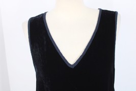 NWT XCVI S Blue Velvet Front Crepe V-Neck Hi-Lo Liora Tank Top - £32.79 GBP