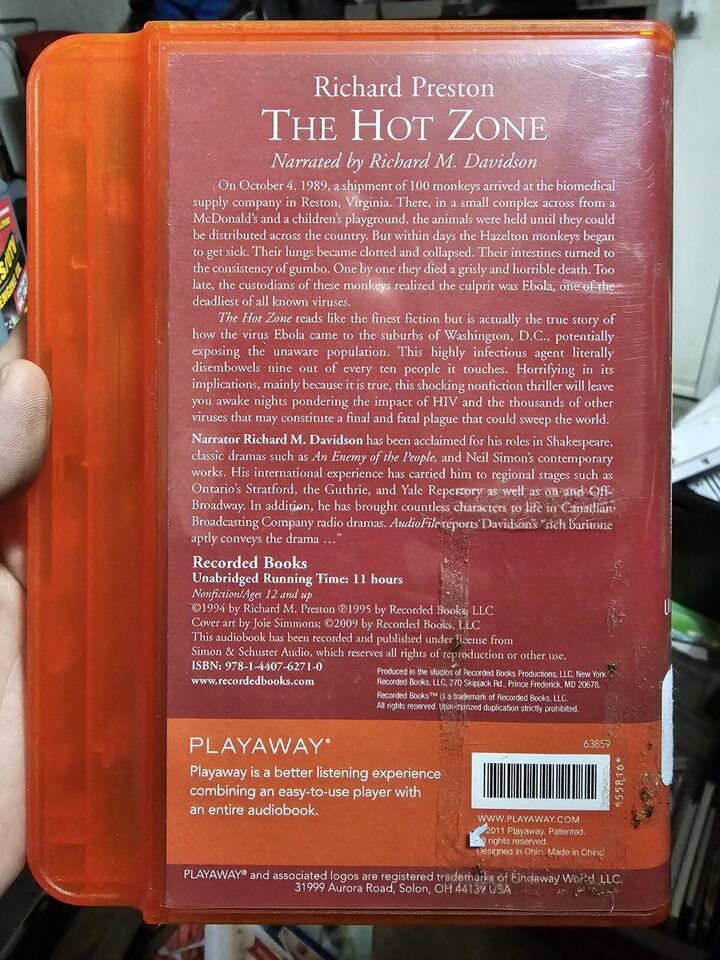 The Hot Zone By Richard Preston Audiobook PLAYAWAY Recorded Books Item image 2