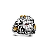 X-LARGE African  LION Head Mens lightning bolt ring        Sterling Silv... - $2,051.03 MXN