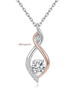 Two Tone Pendant Necklace For Women 925 Silver Moissanite Bridal Wedding... - £94.78 GBP