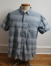 Eddie Bauer 2XL Blue Stripe Classic Fit Short Sleeve Cotton Shirt - $18.04