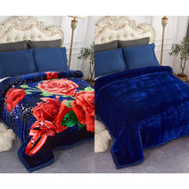 Navy - Rose Theme Winter Bed Blanket Reversible Blanket King Size - £96.48 GBP