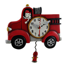 Allen Designs Red Fire Engine Pendulum Wall Clock 13 in. - £55.75 GBP