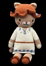 Cuddle & Kind Chelsea the Cat Knit Plush Doll Little Kitty Hat 13” Handmade Peru - £21.31 GBP