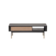 47&quot; Black And Brown Solid Wood And Steel Coffee Table With Drawer And Shelf - $598.49