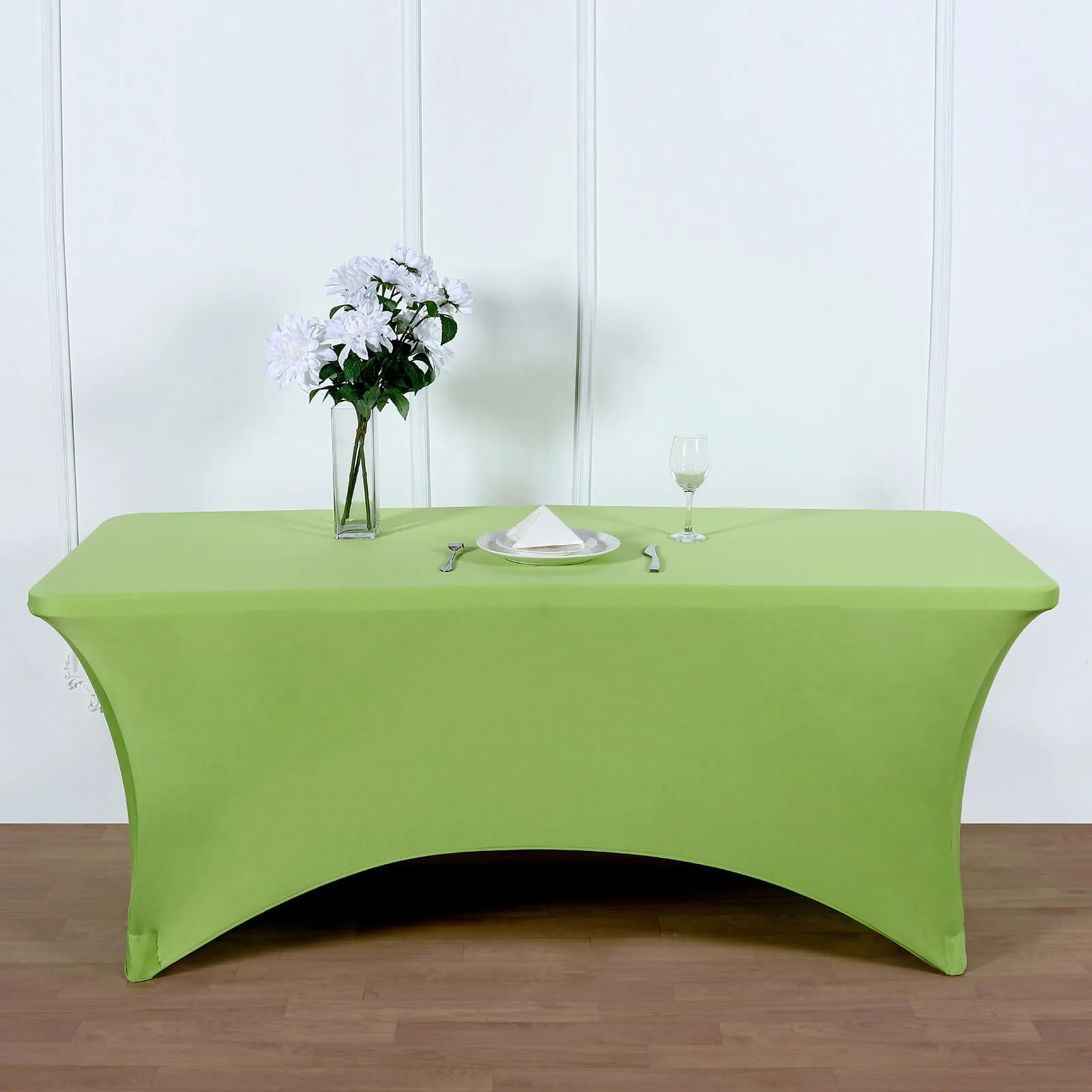 Apple Green - 6 Ft Rectangular Spandex Table Cover Wedding Party - £27.08 GBP