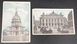 2 Diff VTG Les Invalides &amp; Opera House Paris France Blue Background Postcard - £14.33 GBP