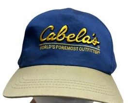Vintage Blue Cabela&#39;s Leather Strap Back Cap Hat One Size - £11.92 GBP