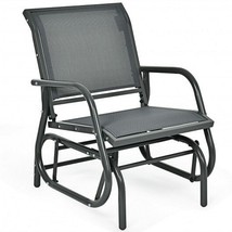 Outdoor Single Swing Glider Rocking Chair with Armrest-Gray - Color: Gray - €121,96 EUR