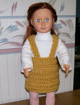 American Girl Crocheted Gold Jumper, OOAK, 18 Inch Doll, Handmade  - $22.00