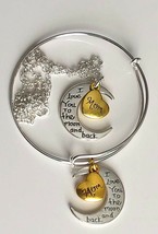 MOM Necklace and Bracelet Set ~ I Love You To The Moon And Back ~ Jewelry Set - £15.02 GBP