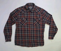SALTY CREW Flannel Shirt Men&#39;s Size L Long Sleeve Plaid Blue Red Surf Fi... - $23.35