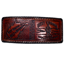 Whip Stitch Tooled Leather Men&#39;s Wallet West Virginia Mountain Made USA Vintage - £39.26 GBP