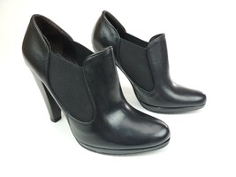 Ballerina Black Leather Bootie Chelsea Block Heel Shoes Size 8 Made in Italy - £71.90 GBP