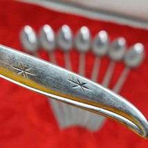8X LH Tsp N.S. CO. STARETTE Stainless Iced Tea Malt Spoons  Japan Starburst - $29.98