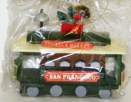 SAN FRANCISCO TROLLEY Vintage Wood Christmas Ornament 1980&#39;s NOS - £14.38 GBP