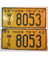 Pair of Wisconsin Farm Truck Plates 1939-1940 #8053 - $90.94 CAD