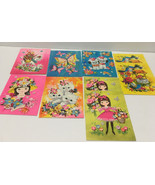 Vintage bright neon color cute embossed greeting cards MCM get well birt... - $34.60