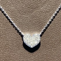 0.10CT Rond Naturel Diamant Coeur Grappe Pendentif 14K Plaqué or Blanc - £149.69 GBP