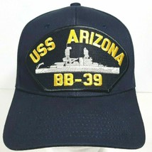 USS ARIZONA BB-39 Patch Hat Baseball Cap Adjustable Navy Blue Acrylic - $14.84