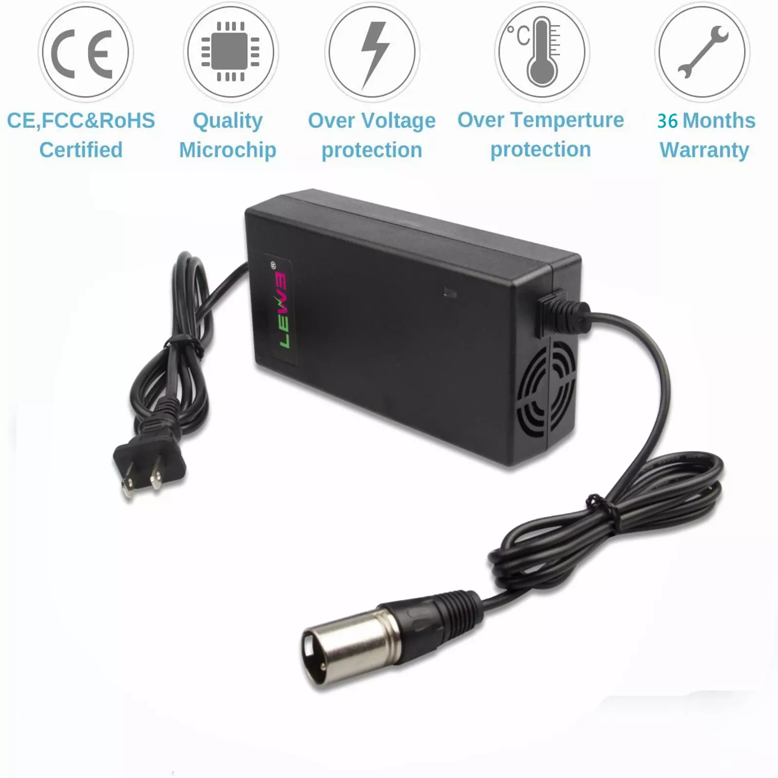 54.6V 2A Adapter Power Charger For 48V Lithium Battery Electric Bicycle ... - $23.99