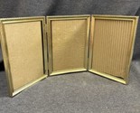 Vintage Gold Embossed Tri-Fold 5X7 Metal Picture Frame With Glass - $14.36