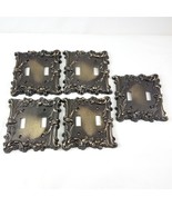 Vintage Antique Brass Floral Motif Wall Plate Double Light Switch Covers... - £47.47 GBP