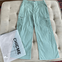 New NIP Chicme Green Tea Dring Cargo Pants Wide Leg XL - $482.11 MXN