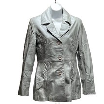 BRANDON THOMAS Jacket Leather Silver Mid Length Winter Coat Women&#39;s Size S - £17.97 GBP
